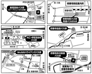 修善寺・伊豆長岡地区　バス停地図